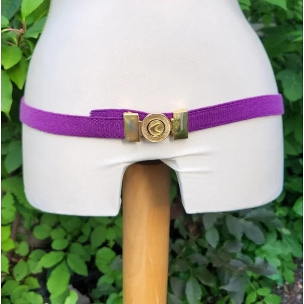 60s Vintage Purple And Gold Belt Stretchy